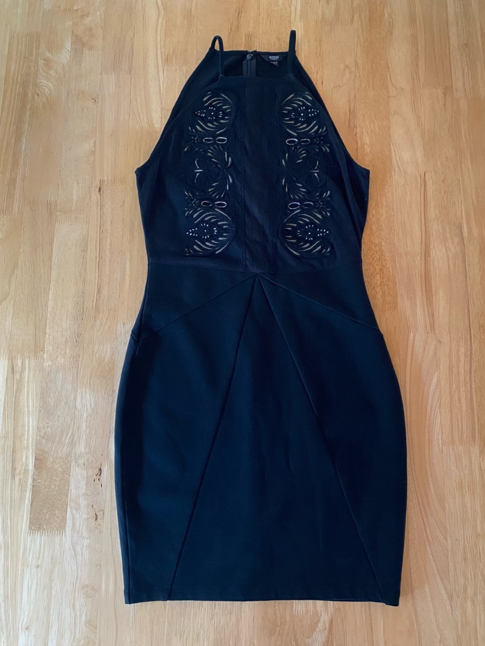 Guess Black Halter Mini Dress Y2K Bodycon Small